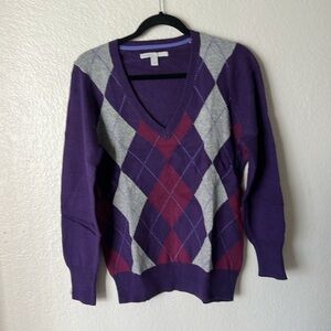 NWOT Old Navy Large Petite Purple Argyle Sweater